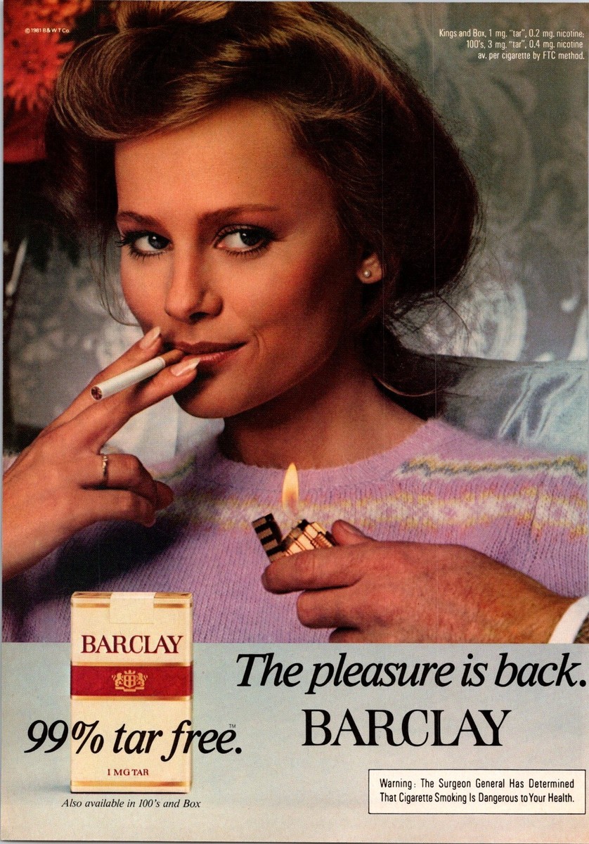 1981 BARCLAY Cigarettes Magazine Ad - The Pleasure Is Back Australia