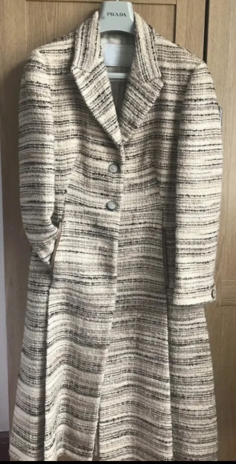 Rare PRADA lady Vintage Coat Wool Mohair & Leather Inserts IT 42 UK 10 RRP £1600 image 10