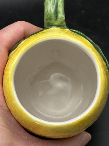 Pair Lemon Shaped and Textured Ceramic Mugs Figural Citrus Realistic Leaves EUC - Picture 6 of 8