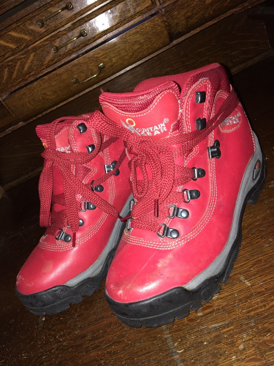 Mountain Gear Mens Hiking Boots Size 7.5 Us Red Leather See