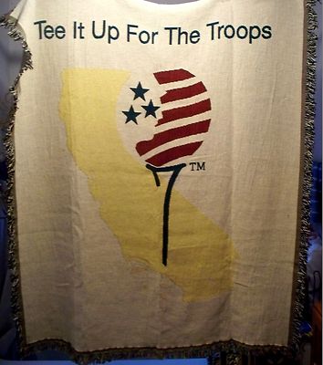 Tee It Up For Troops Afghan Blanket Golf Ball USA Flag Support Disabled Veterans