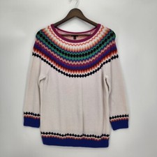 Talbots Womens Fair Isle Sweater LambWool Blend 3/4 Sleeves Colorful Size Medium