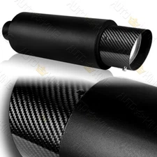 UNIVERSAL 4" SLANT CARBON TIP 2.5" INLET BLACK T-304 RACING EXHAUST MUFFLER