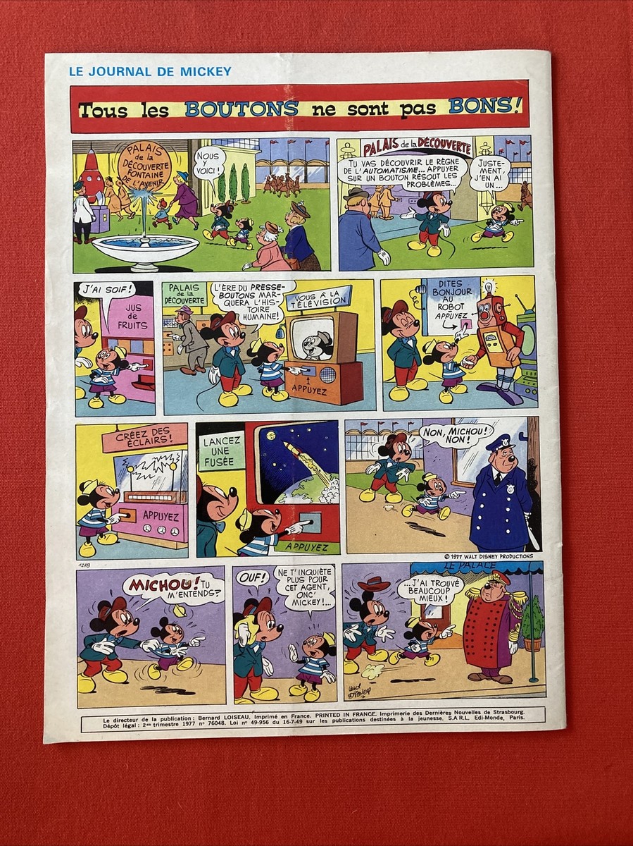 LE JOURNAL DE MICKEY N'1292 HEBDOMADAIRE 1977 DISNEY BON