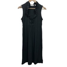 Liz Claiborne Black Sleeveless Stretch Dress Size Medium Ruffle Midi NWT