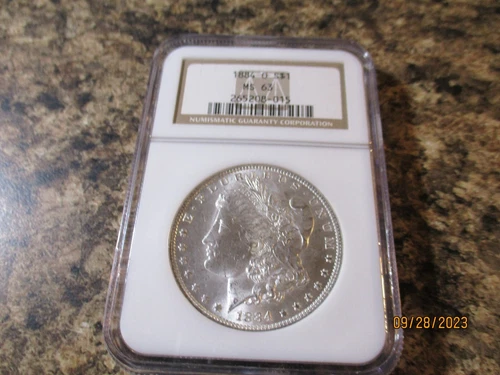 1884-O MORGAN SILVER $1 VAM O/O MINTMARK NGC MS63 VARIETY NOT MARK ON SLAB  015