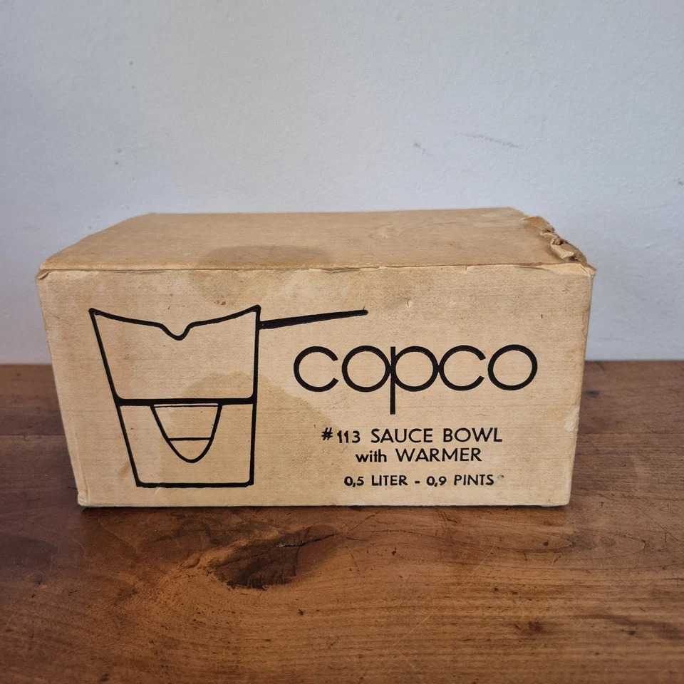 NEW in box Vtg COPCO Blue Enamel Cast Iron Michael Lax Sauce Warmer 113 / .5 L - Image 4 of 4