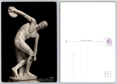 RPPC Discobolus Lancellotti Statue Rome Italy E. Richter Vintage Postcard