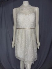 Jenny Yoo Collection Ivory Gold Sleeveless Lace Sheath Dress Size 12