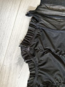 Ann Summers Black Satin & Diamonte Ruched & Frilled Corset Top Size 36C