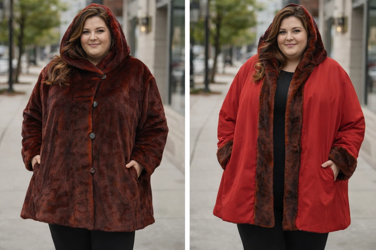 Abrigo Piel Sintética Mujer TOPONSKY - Forro Polar, Solapa, Bolsillos, Talla XL