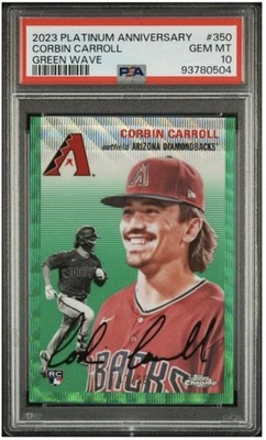 2023 Topps Chrome Platinum Anniversary Corbin Carroll Green Wave /99 PSA 10 RC