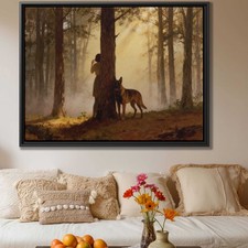 Oil Painting Dog Belgian Malinois Forest Landscape Canvas Wall Art Home Decor
