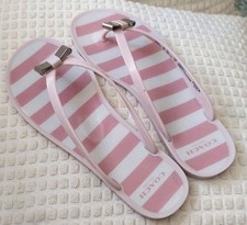 Coach Landon Jelly Flip Flop Pink Stripe 8M
