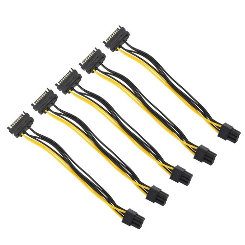 5 PCS PCI-E Cable Pcie Gpu Power Cord Graphics Cards Extension 6Pin to 15Pin