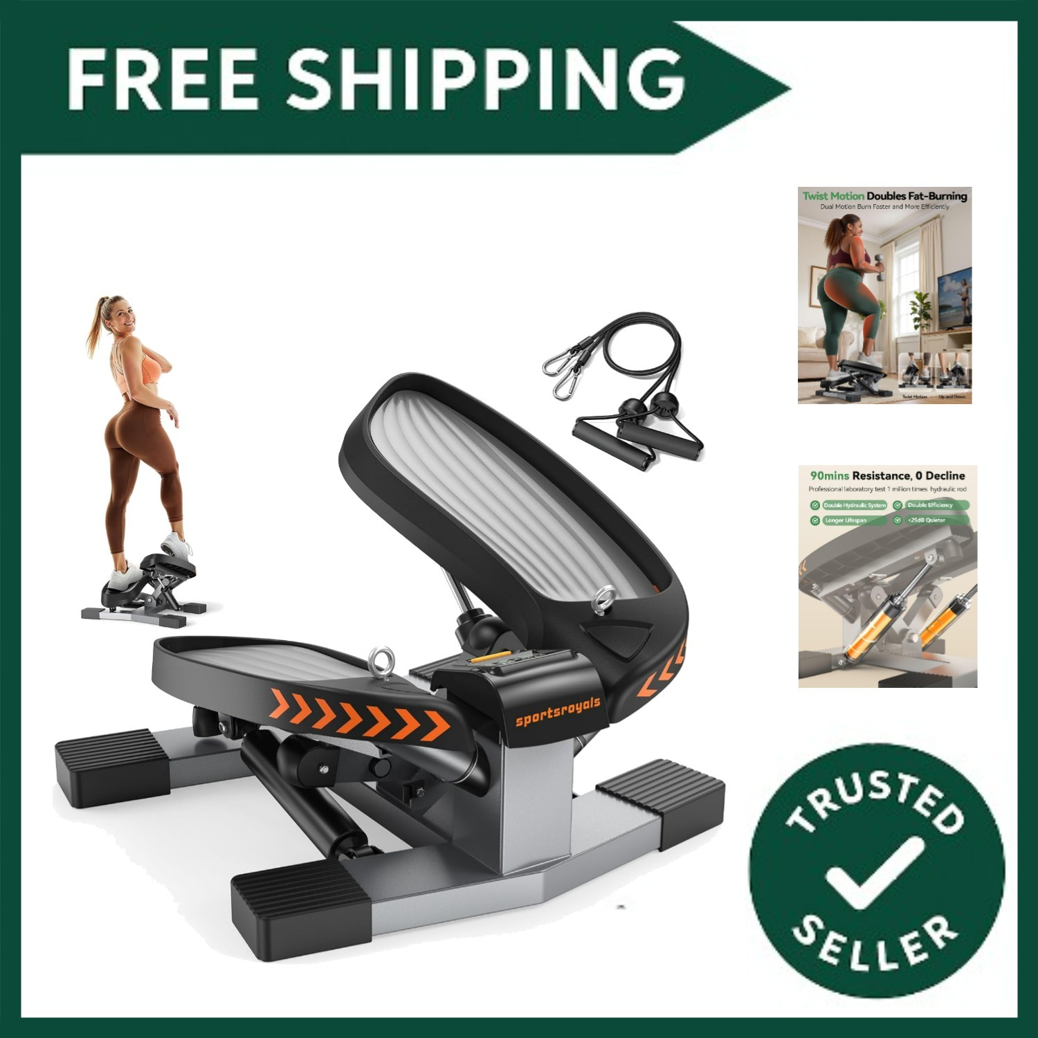 Mini Stepper,Steppe rs for Exercise Workout,Step Machine with Resistance Bands...