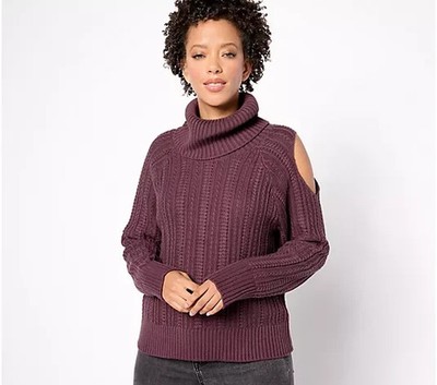 Studio Park x Shawn Killinger Cable Knit Sweater-Huckleberry-Large A625686 NEW