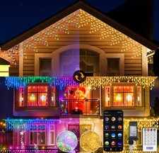 LED Icicle Lights for Outdoor Christmas Decorations,66Ft 800 LEDs Color Chang...