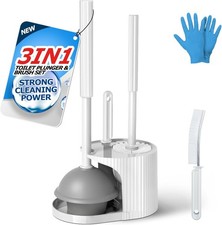 3 in 1 Toilet Brush and Plunger Set with Crevice Cleaning Brush, Toilet Plunger
