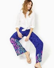 Lilly Pulitzer Bal Harbour Palazzo Pants Size Large Aegean Navy Calypso Coast