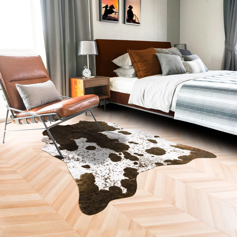 Alfombra de piel de vaca 3,6 X 2,3 pies, linda alfombra de piel de vaca para sala de estar dormitorio Western Ho Foto 3 de 4