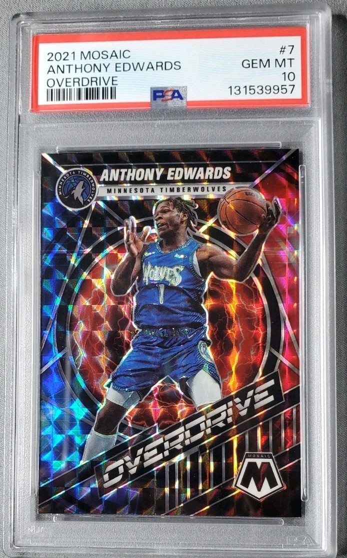2021-22 Panini Mosaic Overdrive Anthony Edwards #7 PSA 10