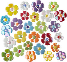 Flower Mosaic Tiles for Crafts Bulk,1Lb Iridescent Mosaic Tiles Supplies, Petal