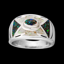Southwest Sterling Silver Ring - White Opal - Galaxy Opal - Navajo...