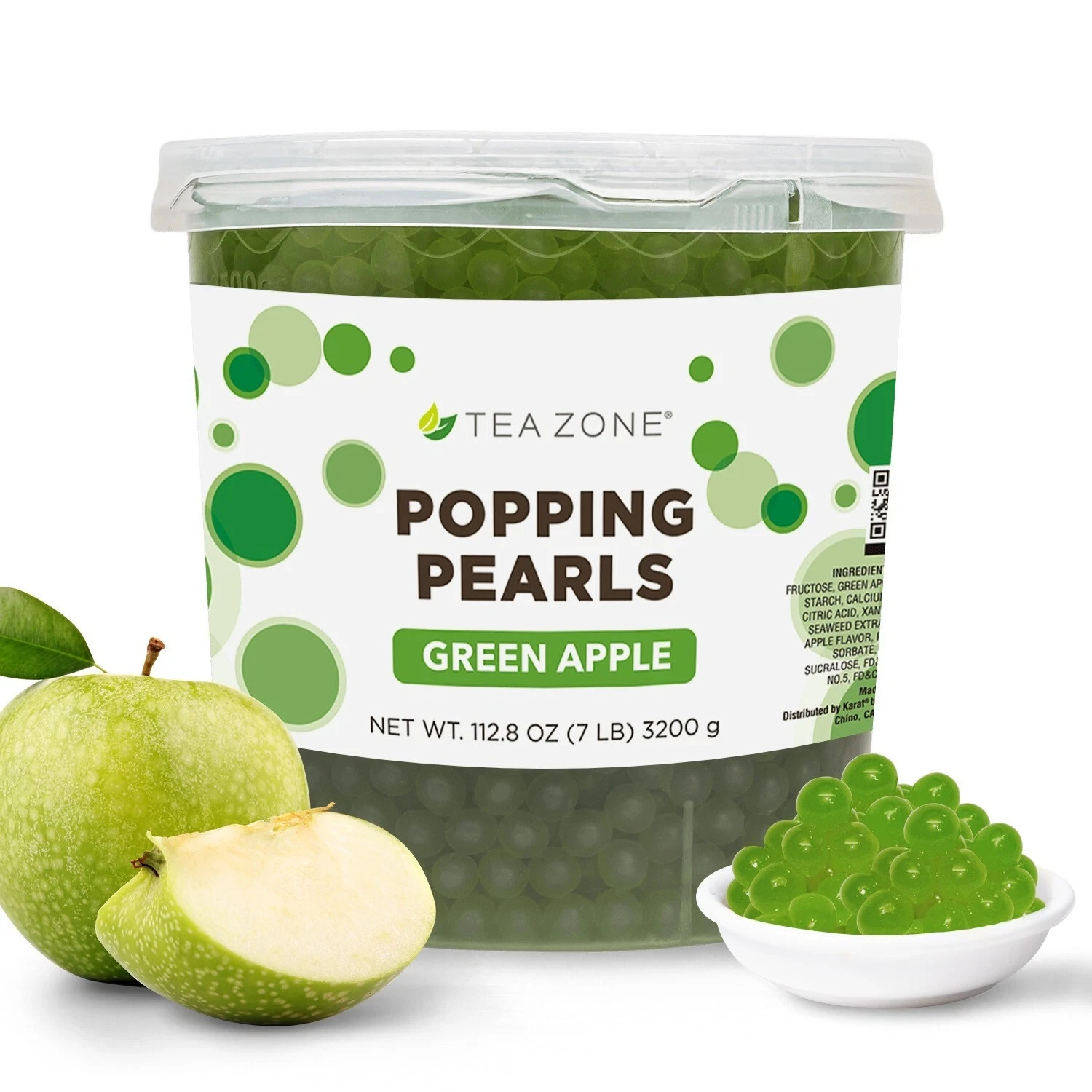 Zone Green Apple Popping Pearls/popping Boba (b2060, 7 Lbs) For Boba Tea