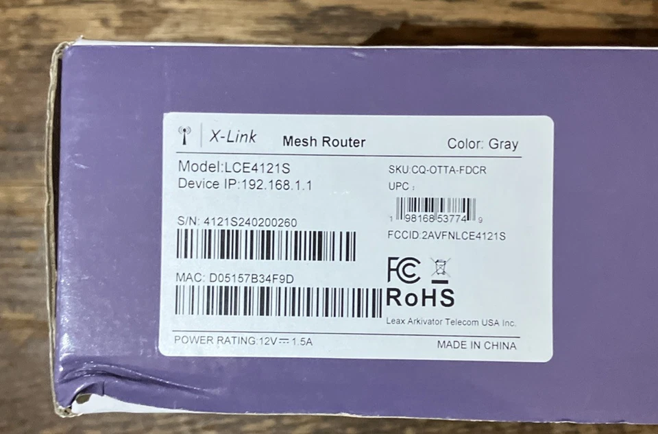 X-LINK MESH ROUTER LCE4121S- Grey- New - Image 2 of 2