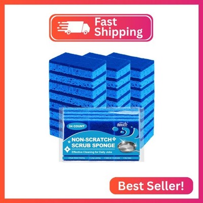 HOMEXCEL Sponges Kitchen 24pcs, Non-Scratch Scrub Dish Sponge Safe on Non-Stick