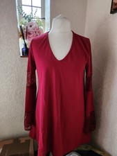 Dark red lace sleeve swing dress Boohoo size 20 fit 18 also 