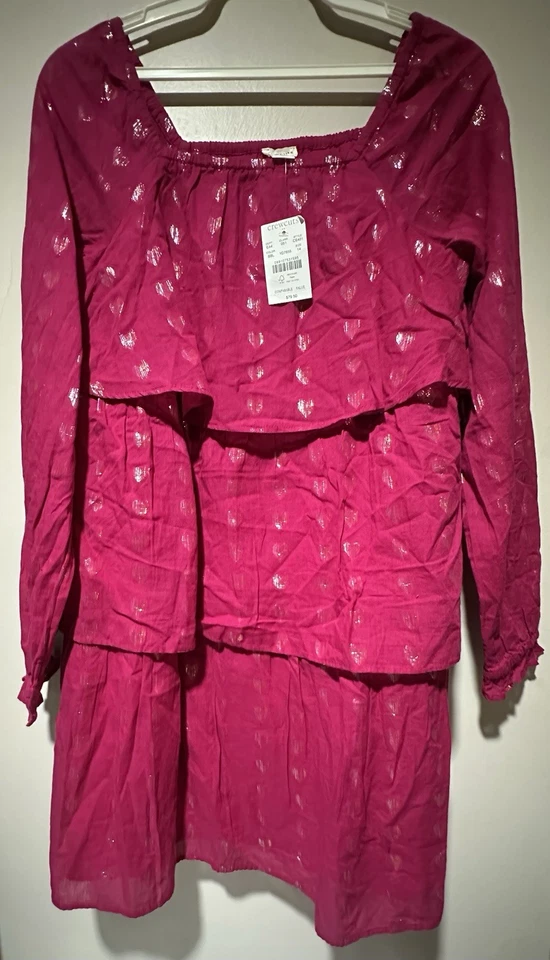 J. Vestido Crewcuts Corazones Brillantes en Niveles para Niña ~ Niña 14 Foto 2 de 4