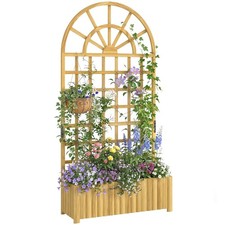 Outsunny Wooden Raised Planter with Lattice Trellis for Climbing Plants