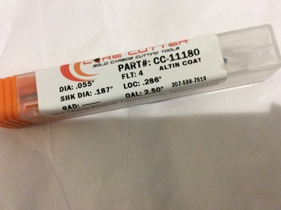 Core Cutter Cutting Tool Solid Carbide CC-11180 .055'' Diameter 4 FLT Altin