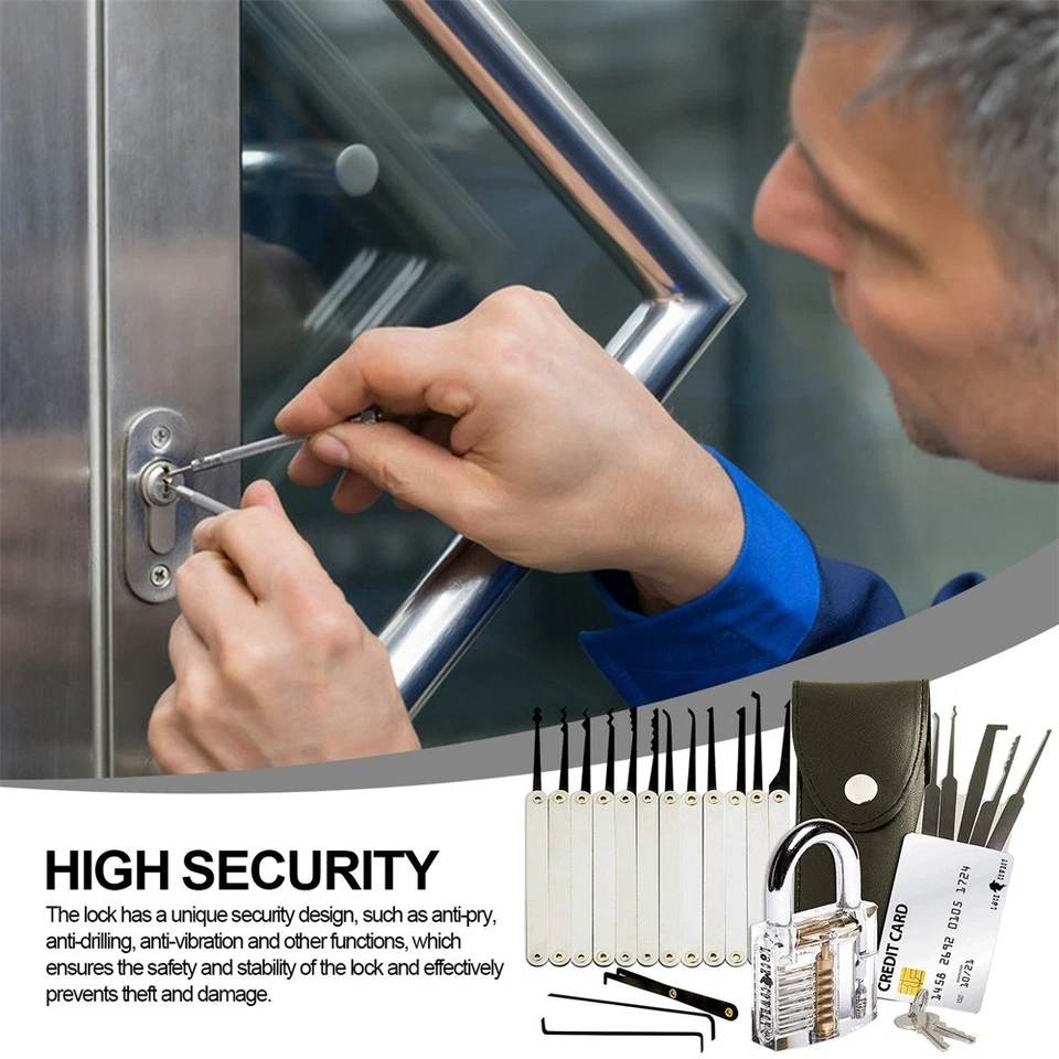 15Pc Pick Set Tool Kit with Clear Training Lock For Precision Hand Decoder Tools - Image 4 of 4