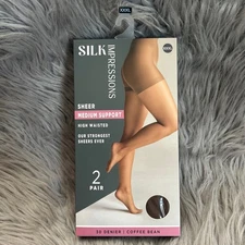 Silk Impressions Sheer Medium Support Womens Size XXXL Coffee Bean High Waisted