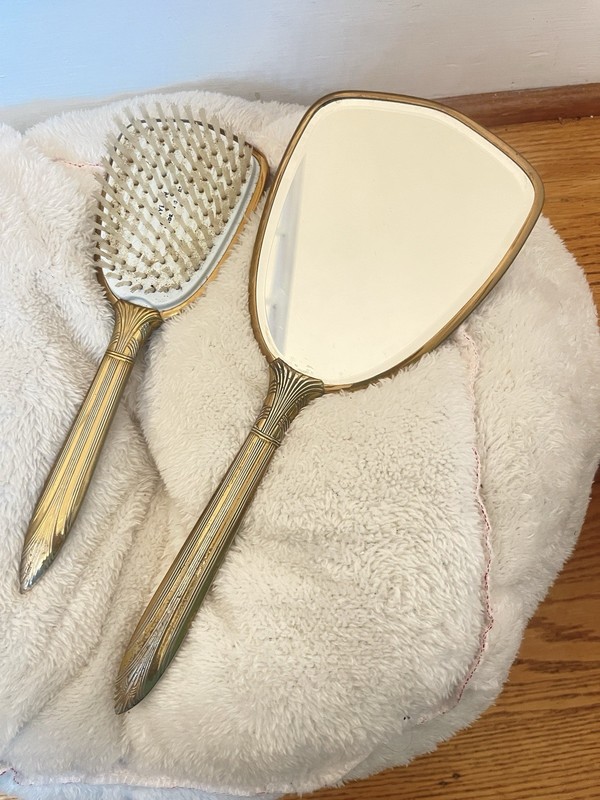vintage vanity sets brush mirror set Gold Tone Made In The USA