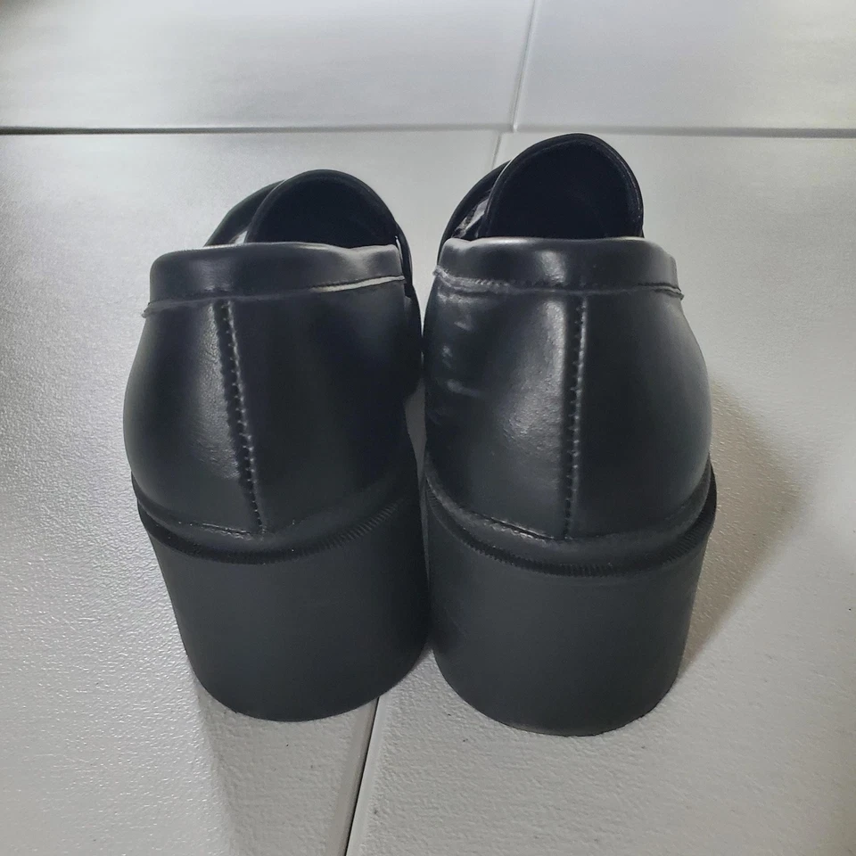 Mocasines Y2K Mudd para mujer talla 9 negros suela gruesa correa de centavo plataforma de tacón Foto 4 de 4