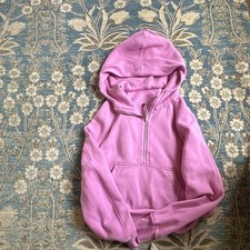Lululemon Scuba Pink 1/2 Zip Hooded Fleece Hoodie Pockets Women  s S