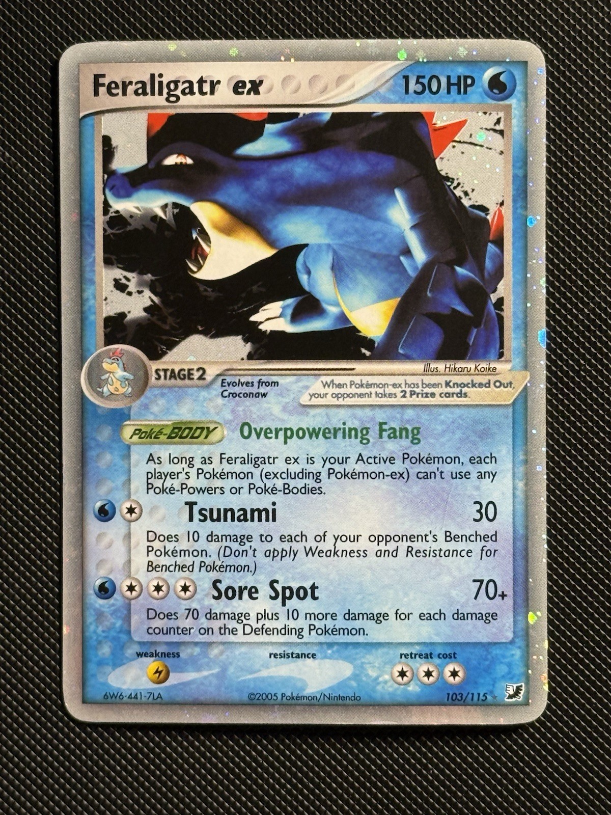 Pokemon 2005 TCG Feraligatr ex 103/115 EX Unseen Forces Holo Rare Vintage