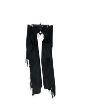 Vintage Black Suede Leather Fringe Western Chaps In Good Condition