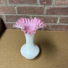 Fenton Ruffled Glass Vase, Pink, 1950/60’s, Jack In The Pulpit Style