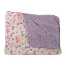 Cuddle Time Baby Blanket Fleece Purple Girl Butterfly Soft Lovey Plush Sherpa