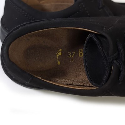BIRKENSTOCK ブラックローファー 37 $170 BIRKENSTOCK 37 Black Nubuck Moccasin Oxford Loafer Womens