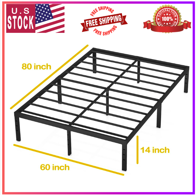 Sturdy 14-Inch Queen Bed Frame Supports 1000 Lbs Heavy Duty Metal Steel Base-image