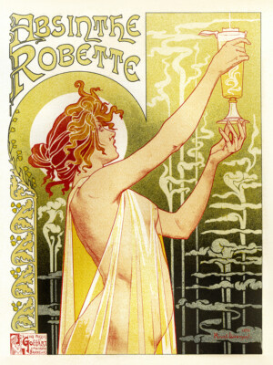 Absinth Robette Belgien klassischer Wandkunstdruck gerahmt 12x16