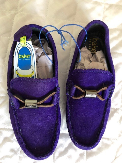 Ted Baker Boys Blue/Purple Suede Driver Shoes Size 10 BNWT