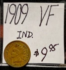 1909 Indian Head Cent Penny (VF) Very Fine Condition. ENN Coins