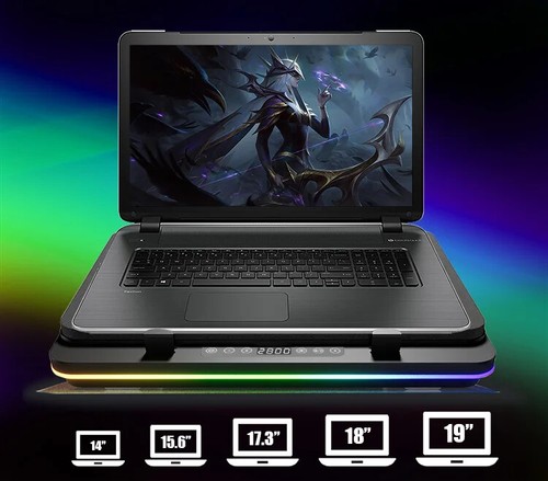 Gaming Laptop Cooling Stand for 14", 16", 18" To 19" Notebooks 5.5-inch Turbofan - Picture 13 of 17